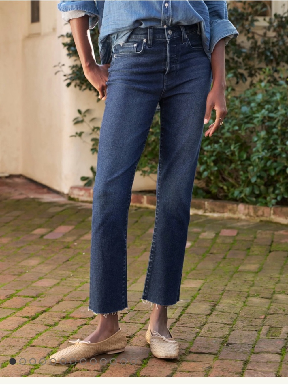 Frank and Eileen Women’s 29 Cork Jeans Antique Blue Straight Raw Hem